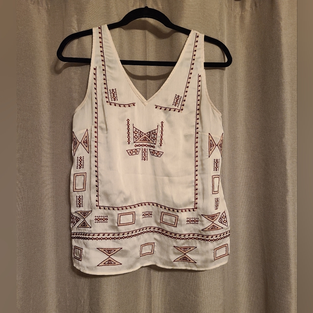 Laundry by Shelli Segal White Tank with Red Embroidery